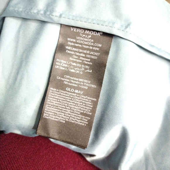 Vero Moda 3/4 length lightweight lined Coat light blue belted waist size L NWOT - Picture 7 of 12